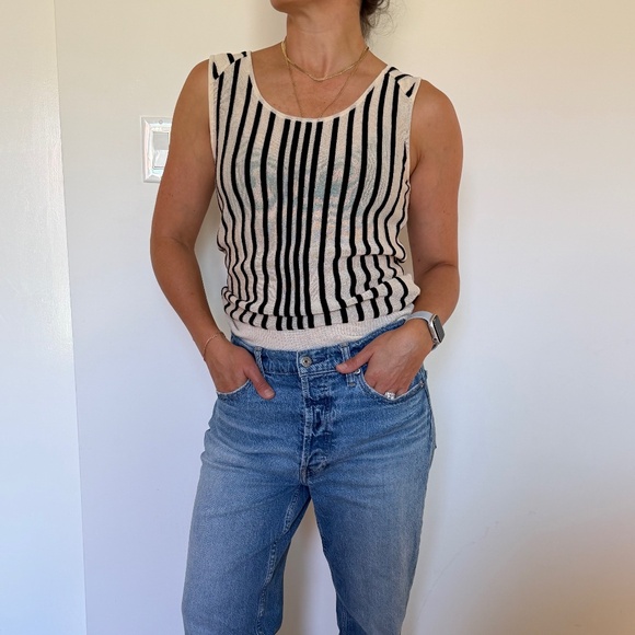 Perry Ellis vintage knit striped tank - Picture 2 of 7